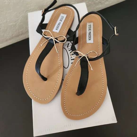 Steve Madden Black and Tan Sandals for Women - Picture 1 of 3